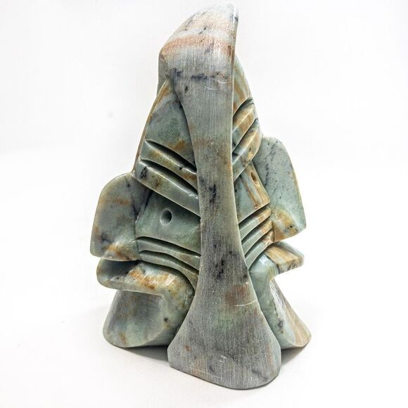*Rare* Six Nations Iroquois False Faces SIGNED Soapstone Sculpture - Picture 2 of 13